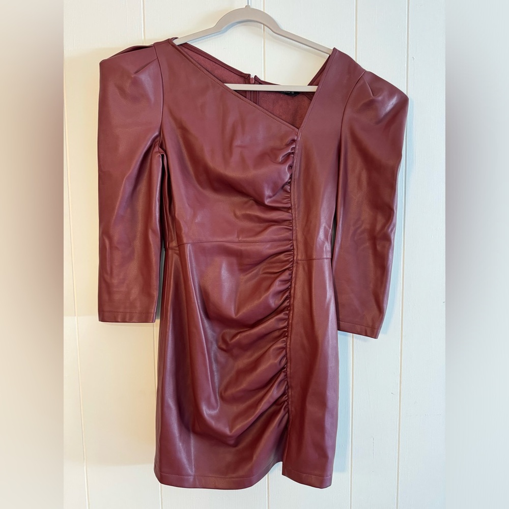 Maroon, Zara, faux leather size M dress